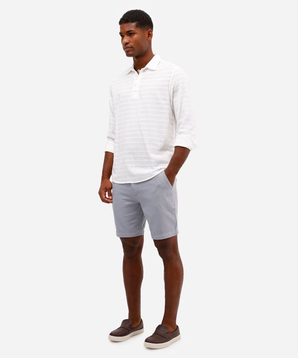 bermuda reta com linho e bolso chino azul 46