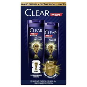 Kit Shampoo Anticaspa Clear Men Edição Especial Fifa 26 Ice Cool Shampoo 200ml + Menthol 400ml