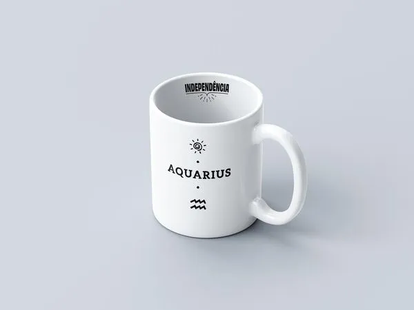 Caneca 325ml Branca Coleção Signos Aquário