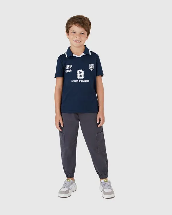 Camisa Polo Infantil Menino The Best Of Champions Em Algodão Malwee Kids Azul - 12