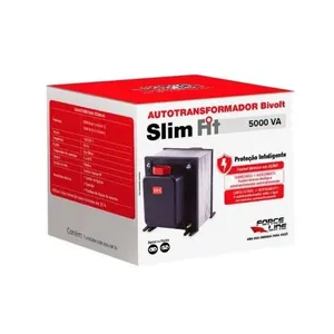 Transformador 5000VA Bivolt Fit com Fusível Térmico e Adaptador Tripolar Preto Forceline Transformador 5000VA Bivolt Fit com Fusível Térmico Preto Forceline
