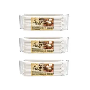 3 Kits de Velas Nº2 Premium Branca Maço com 8 Unidades cada - Chama de Ouro