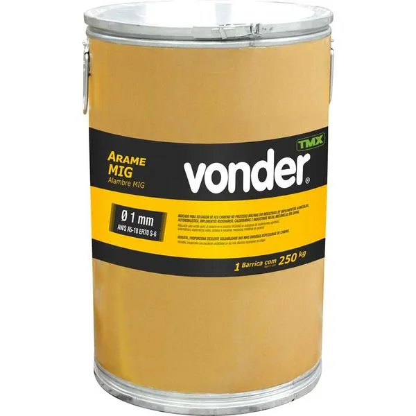 Arame MIG Aço ER70 S6 1,0mm Barrica 250kg - VONDER/TMX