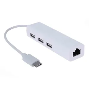 Hub Adaptador USB-C com 3 portas USB e Rede Branco