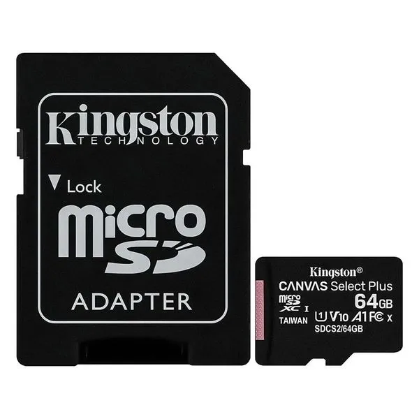 Cartão de Memória Micro SD Canvas Select Plus 64GB 100MB-S UHS-I com Adaptador SD Kingston Cartão Micro SD Canvas Select Plus 64GB 100MB-S UHS-I Kingston