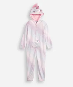 pijama macacão de pelúcia infantil com capuz unicórnio colorido 8