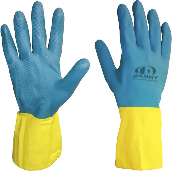 Luva de Látex com Neoprene Azul e Amarela - DANNY XG