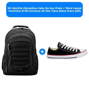 Kit Mochila Olympikus Cabo De Aço Preto + Tênis Casual Feminino N°38 Converse All Star Cano Baixo Preto (MP)