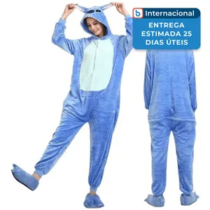 Fantasia Stitch Macacão Jone Tamanho G Azul J-MBI