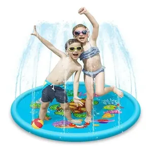 Piscina Inflável Infantil Tapete de Água com Chafariz e Pulverizador Azul para Bebês e Crianças Yeet Tapete de Água Inflável Infantil com Chafariz Azul para Brincadeira ao Ar Livre Yeet