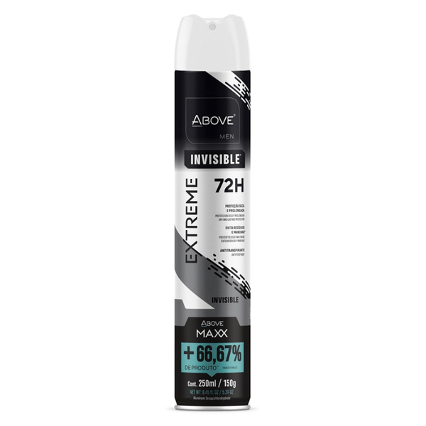 Desodorante Aerossol Above Maxx Extreme Invisible Men 250Ml