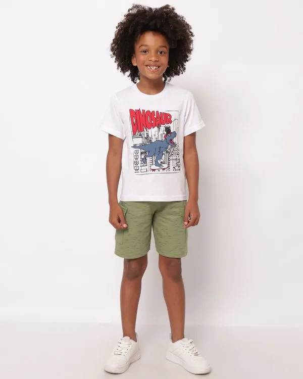Bermuda Infantil Moletinho Cargo com Bolso Estampada Verde 4