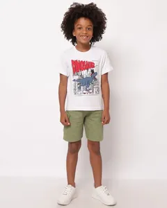Bermuda Infantil Moletinho Cargo com Bolso Estampada Verde 4