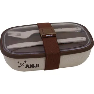 Marmita com Talheres 600ml Fibra de Casca de Arroz Anji