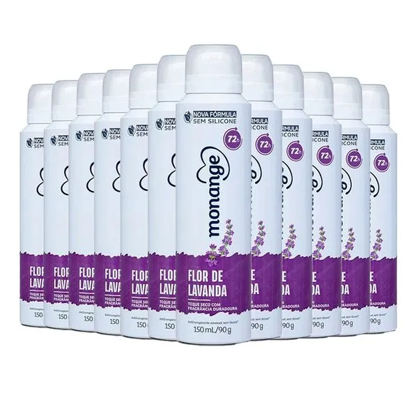 Kit Desodorante Aerosol Monange Flor De Lavanda 90g - 12 unidades