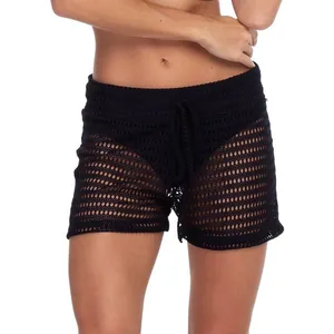 Saída de Praia Short Rendado Preto Preto - P