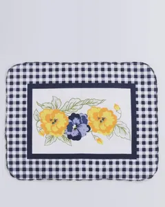 Lugar Americano 30x40 Borda Xadrez Floral Marinho UN