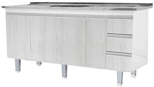 Gabinete New Siena p/ Pia 1,80m Branco e Rovere Bonatto