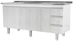 Gabinete New Siena p/ Pia 1,80m Branco e Rovere Bonatto