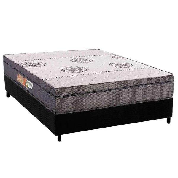 Conjunto Box Viúva: Colchão Espuma Polar D28 Orthopremium Grey + Base Crc Suede Black (128x188)
