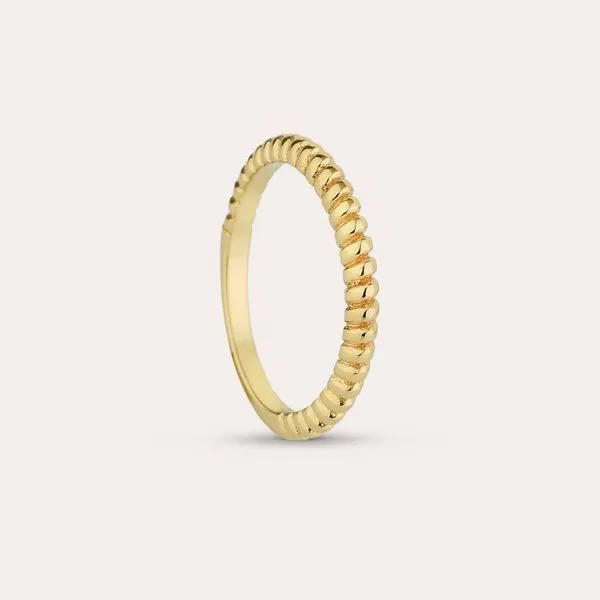 Anel Milliá Anel Bolinhas Metal com Banho em Ouro Aro 14 Dourado Feminino Elegância Discreta Anel Milliá Anel Bolinhas Metal com Banho em Ouro Aro 14 Dourado Feminino