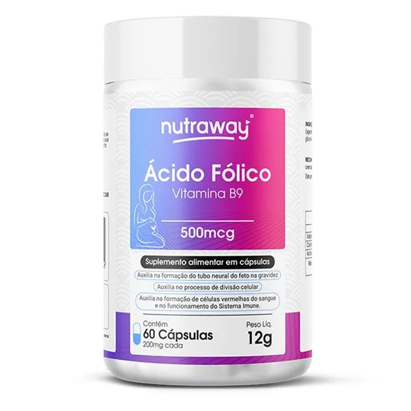 Vitamina B9 Ácido Folico Nutraway 60caps