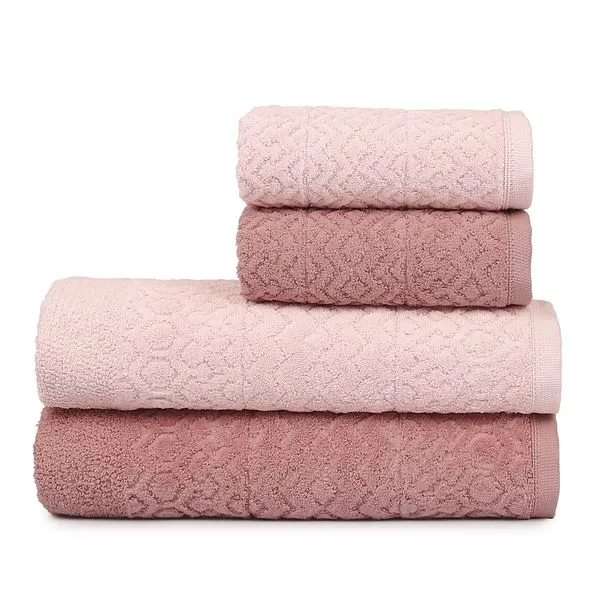 Jogo de Toalhas Loft 4 Peças 100% Algodão Cor Rosa Cupcake/Mineral 204254 - Tecelagem Atlântica