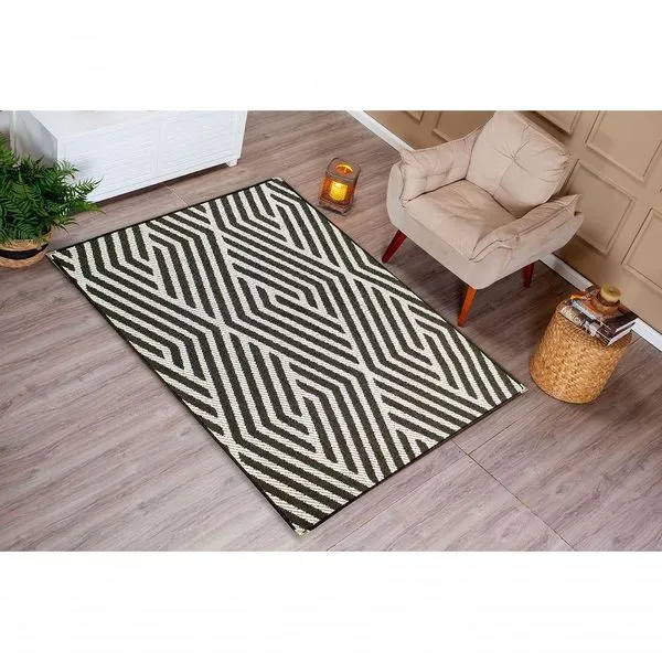Tapete Sisal Grande Antiderrapante Sala 2,00x2,50 Modelos S-631 Preto/cinza S-631