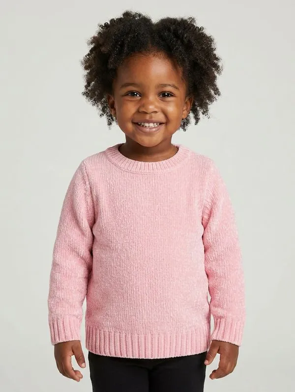 Blusão Tricot Chenille Infantil Para Menina - ROSA CLARO 2