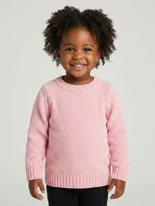 Blusão Tricot Chenille Infantil Para Menina - ROSA CLARO 2