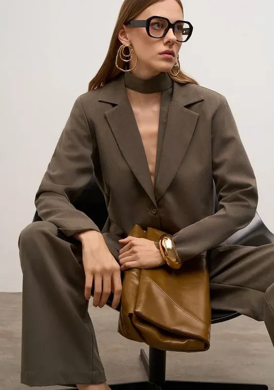 Blazer Iódice Solto Manga Longa Padrão Verde P