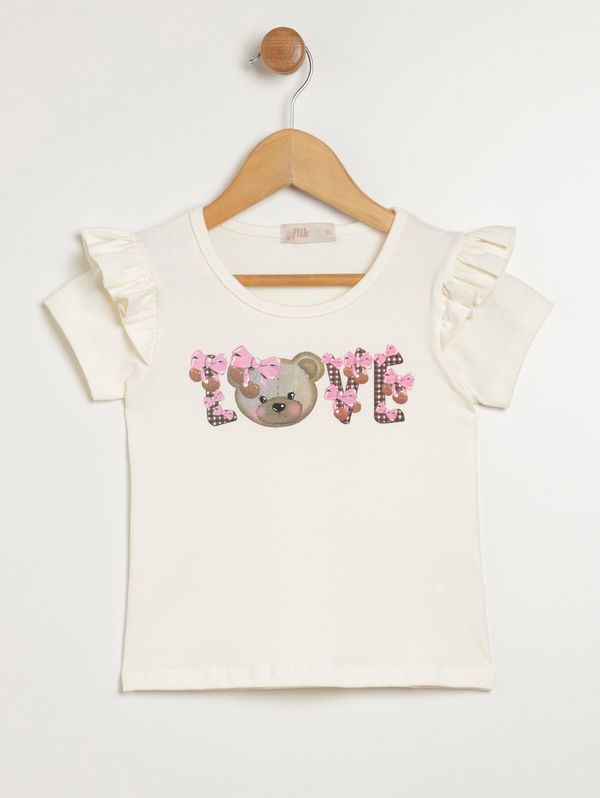 Blusa Manga Curta Flik Infantil Para Menina - OFF WHITE 3