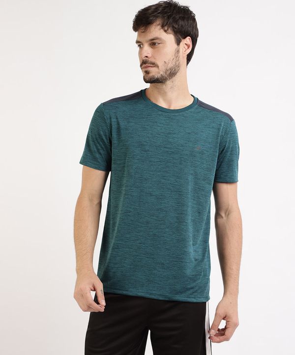 camiseta masculina esportiva com recorte - petroleo P