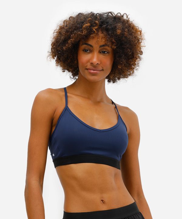top feminino esportivo com recorte azul P
