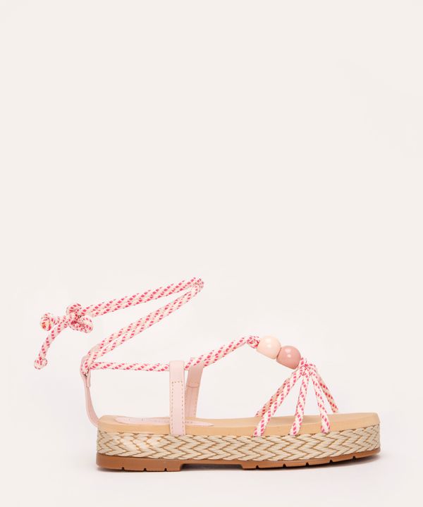 sandália infantil flatform lace up nude 29
