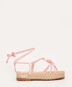 sandália infantil flatform lace up nude 28