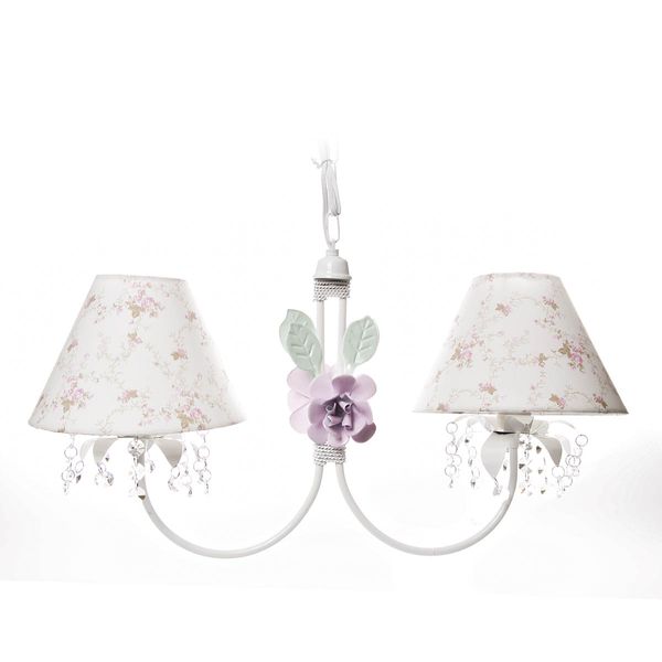 Lustre 2L Primavera Cristais 2 Flores G Rosa
