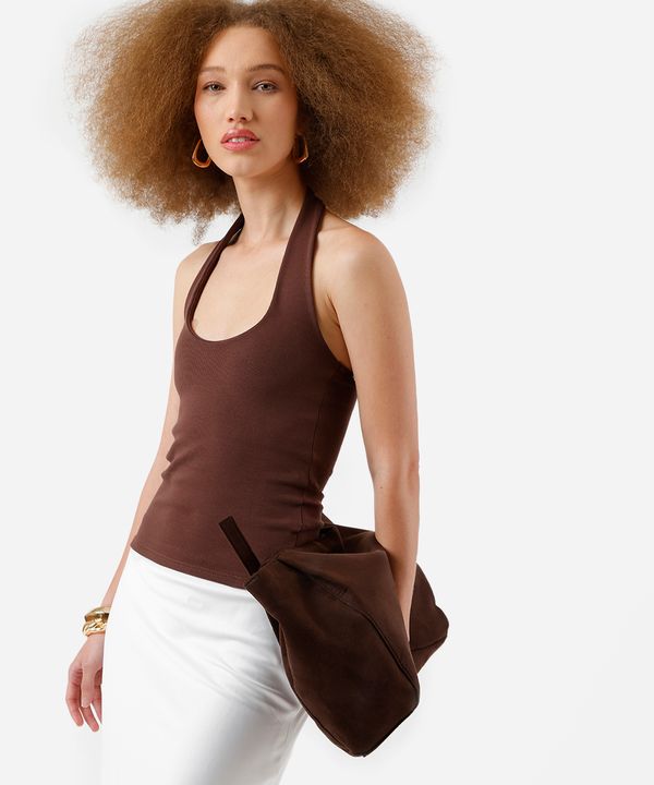 blusa frente única feminina de algodão marrom G