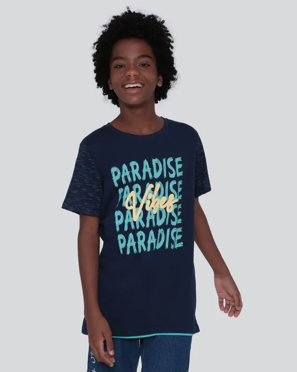 Camiseta Juvenil Estampa Paradise Marinho 16