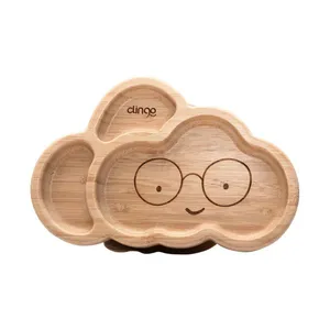 Prato Infantil Bambu Nuvem com Ventosa e Divisórias Ecológico e Seguro em Bambu e Silicone Prato Infantil Bambu Nuvem com Ventosa e Divisórias Ecológico e Seguro em Bambu