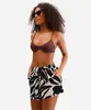 short saída de praia feminino estampado bege G
