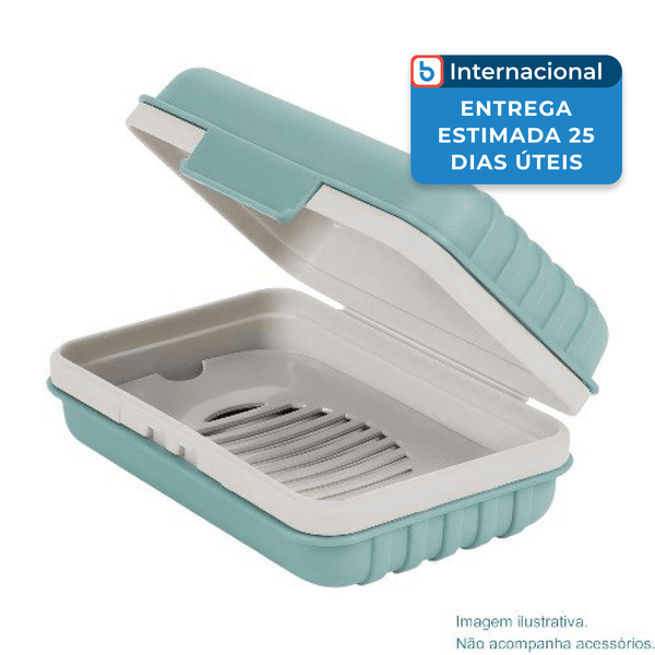 Porta-Sabonete Quatish Com Tampa Azul A-MBI