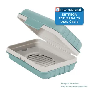 Porta-Sabonete Quatish Com Tampa Azul A-MBI