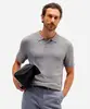 polo comfort masculina de tricot manga curta cinza G