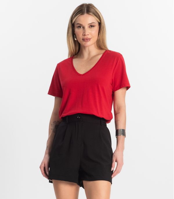 Blusa Básica Feminina Meia Malha Rovitex Vermelho M