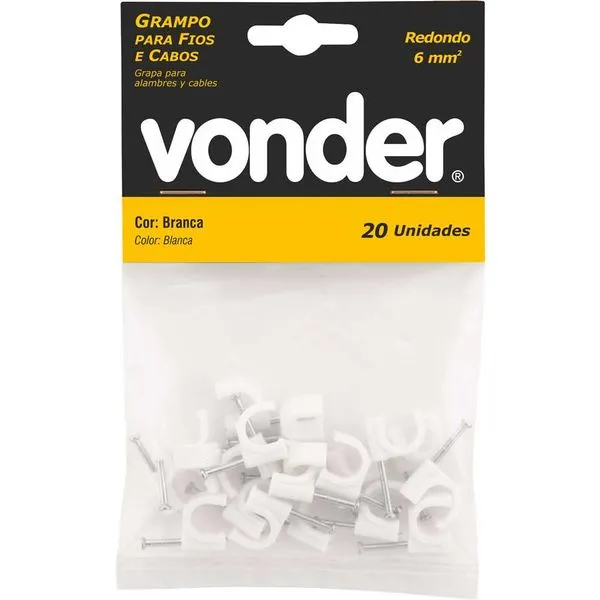 Grampo para fios 6,0 mm² redondo cartela com 20 peças - VONDER