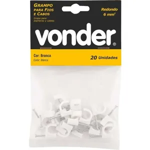 Grampo para fios 6,0 mm² redondo cartela com 20 peças - VONDER