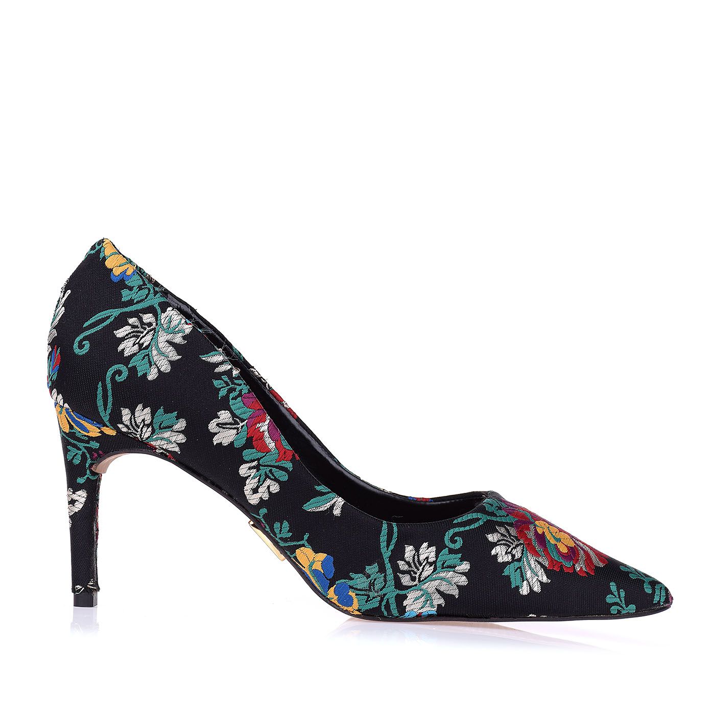 Scarpin Salto Médio Jacquard Preto