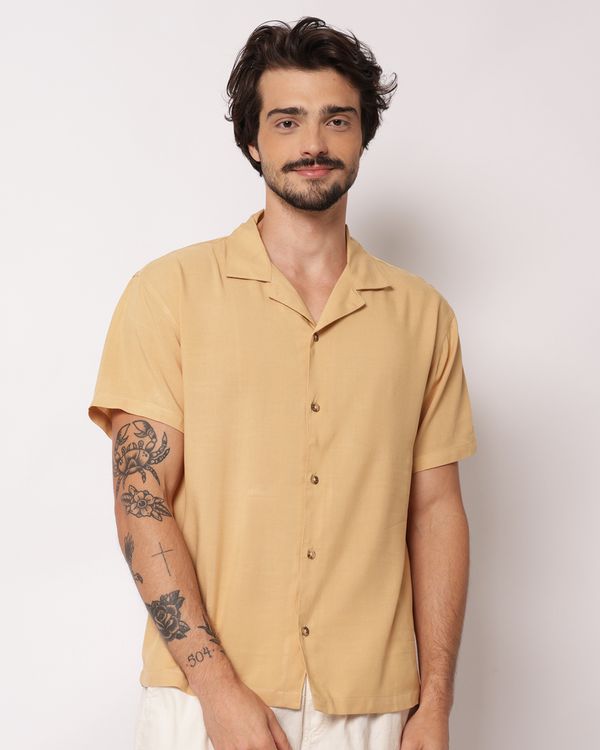 Camisa Masculina Oversized Viscose Bege M