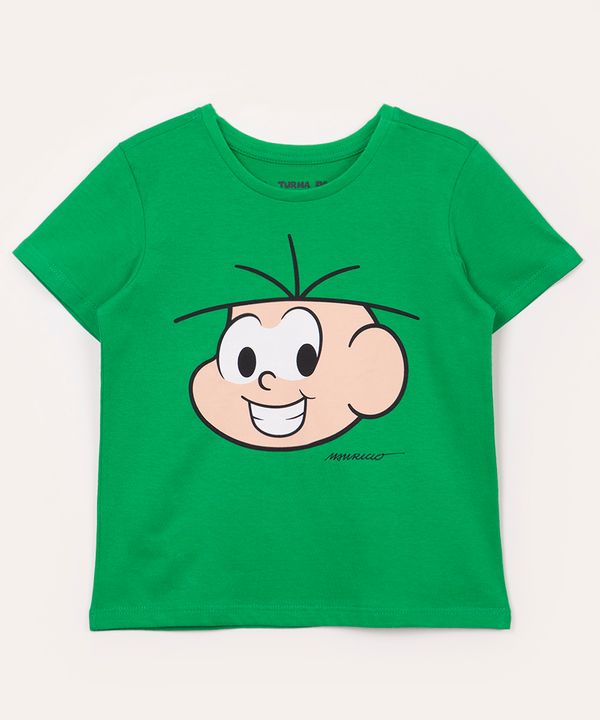 camiseta de algodão infantil cebolinha manga curta verde 2